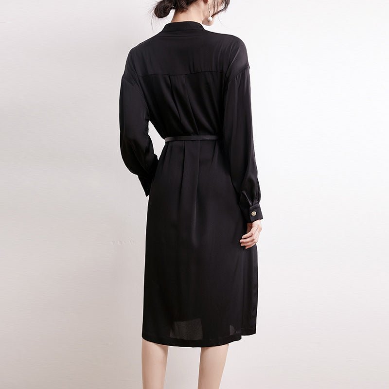 Luxury Mulberry Silk Ladies Long Shirt Dresses 19MM Silk Dress - slipintosoft