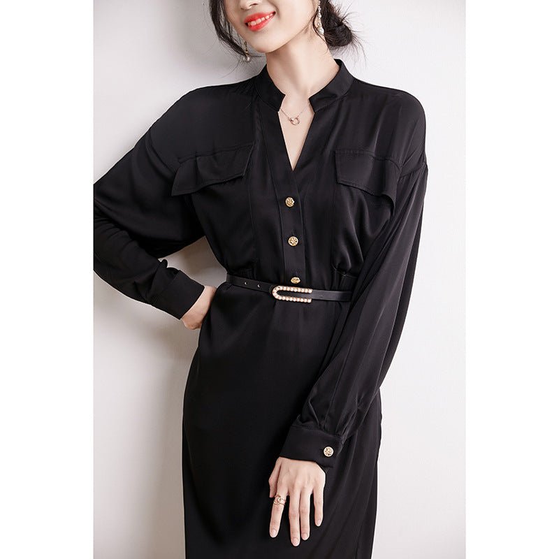 Luxury Mulberry Silk Ladies Long Shirt Dresses 19MM Silk Dress - slipintosoft