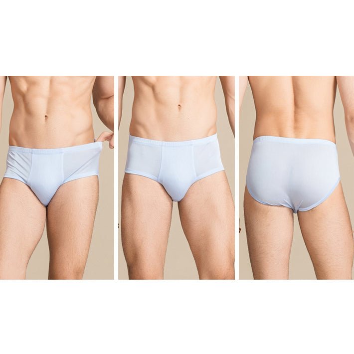 Breathable 100% Cotton Mens Briefs Mid Waist Triangle Underwear