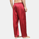 Men's Claret Silk Pajama Pants with Gold Trimming - slipintosoft