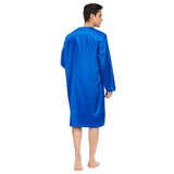 Mens Royal Blue Round Neck Pullover Mulberry Silk Nightgown - slipintosoft