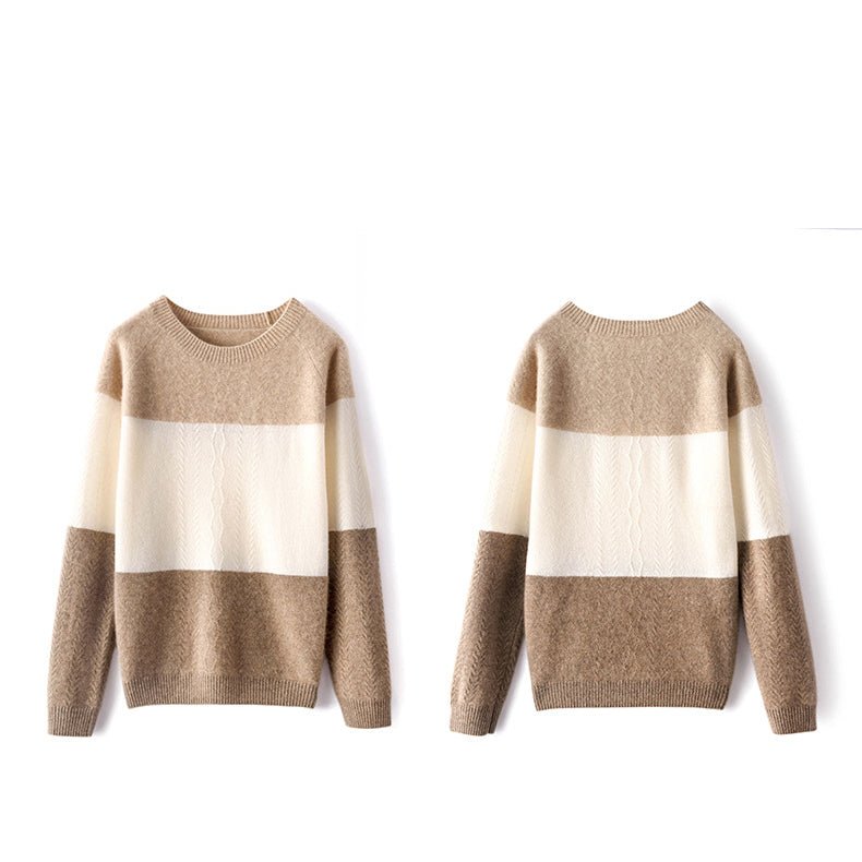 Mock Neck Cashmere Sweater For Women Mixed Long Sleeve Warm Cashmere Sweater - slipintosoft