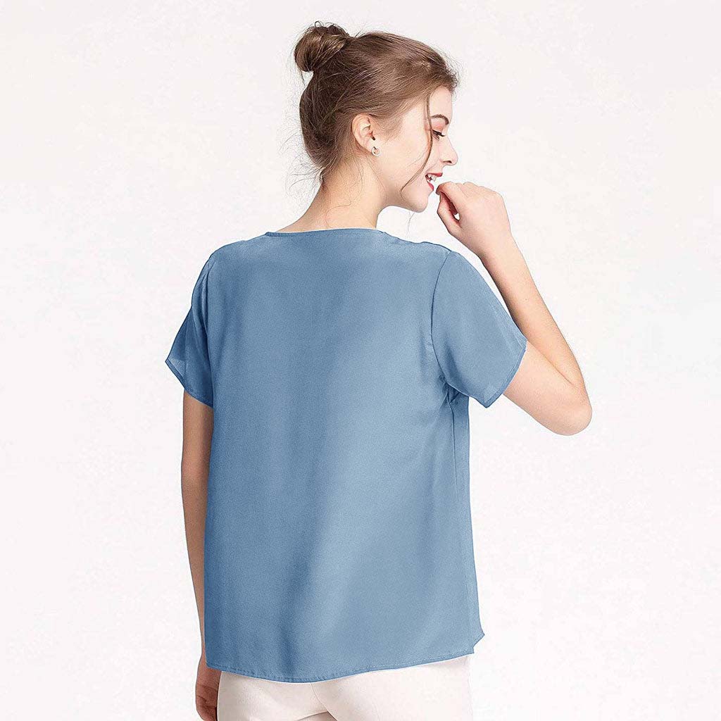 Mulberry Women Silk T-Shirt Short Sleeve Tank V Neck Ladies Silk Shirt s - slipintosoft