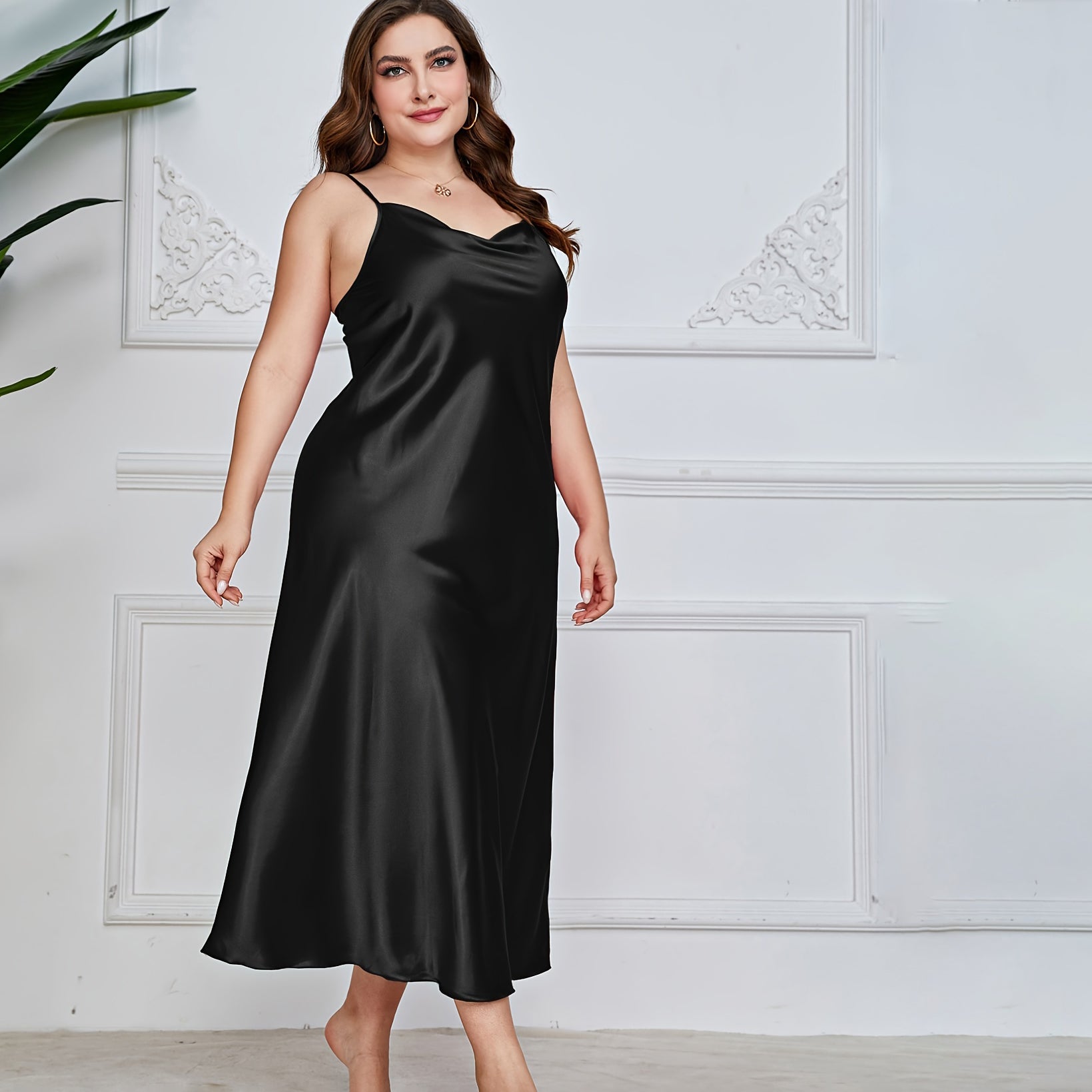 Silk Plus Size Silk Nightgown For Women's Short Plus Size Silk Slip Dr