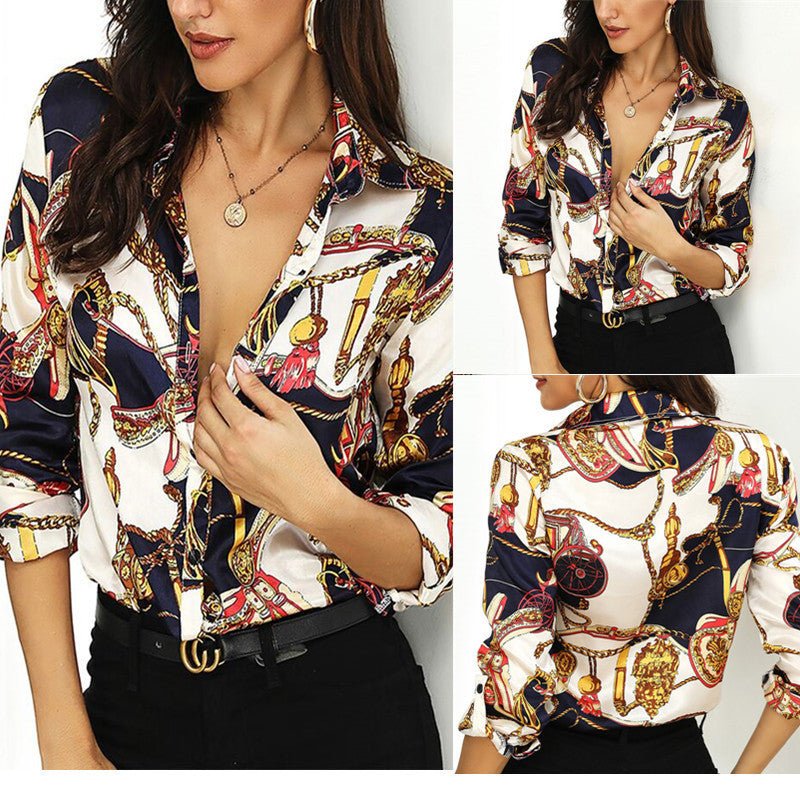 Printed Silk Blouse Mulberry Silk Shirt - slipintosoft