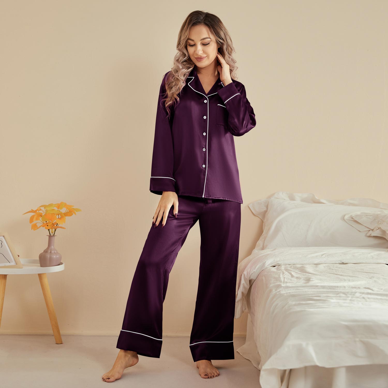Pure Mulberry Silk Pajama Set For Women Luxury Cute Ladies Real Silk  Nightwear