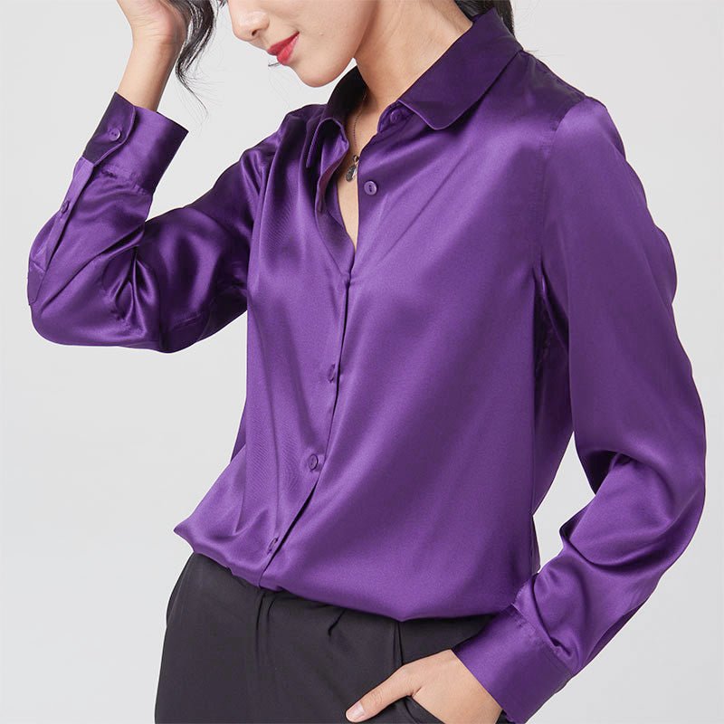 Silk Blouse for Women 100% Pure Silk Long Sleeves Cool Smooth Tops