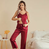 Silk Camisole Pajama Set For Women Summer Silk Pajamas - slipintosoft