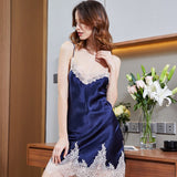 Silk Nightgown with Lace Women Luxury Silk Sleepwear - slipintosoft