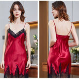 Silk Nightgown with Lace Women Luxury Silk Sleepwear - slipintosoft