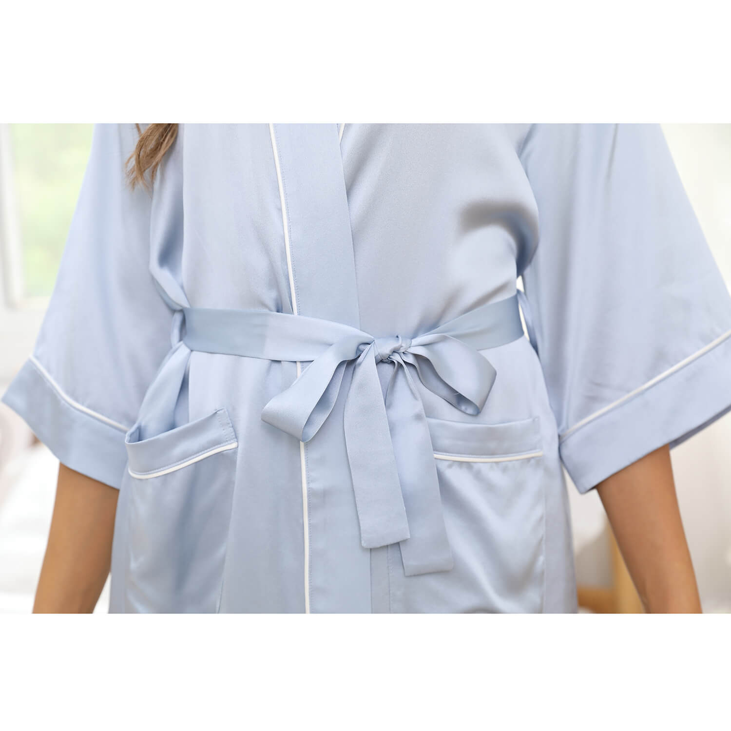 Silk Robe for Women With Trimming Mulberry Silk Bathrobe - slipintosoft