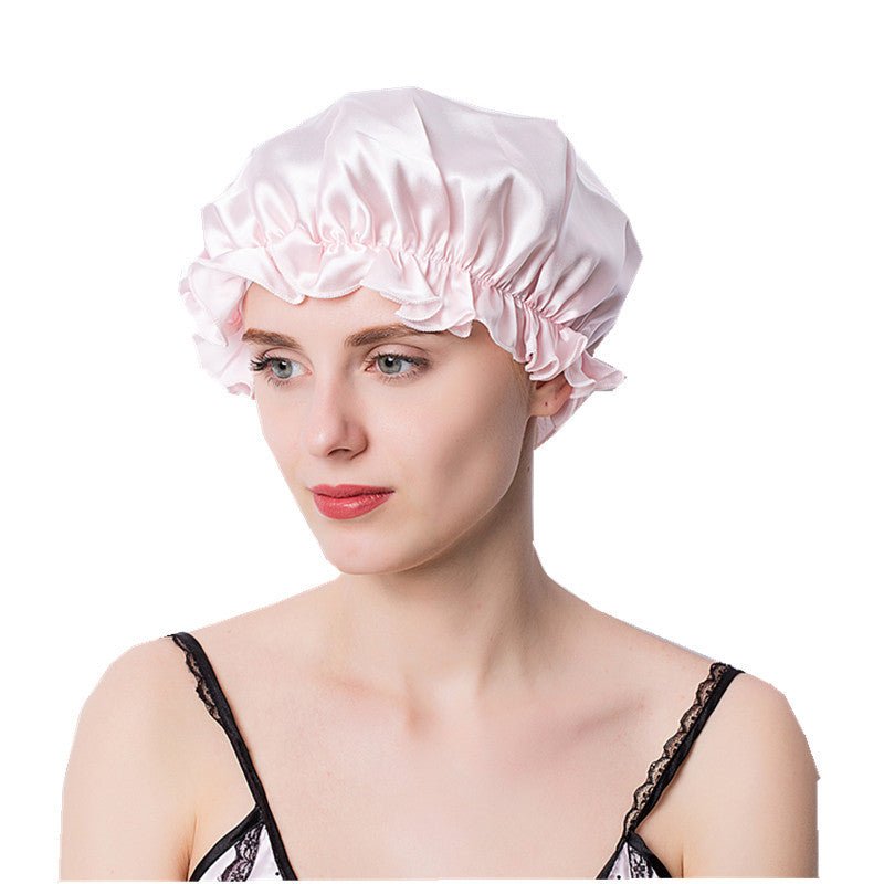 Silk Sleep Cap for Women Flounced Silk Night Sleep Caps 100 Real Mulberry Silk Cap Sleeping for Hair - slipintosoft