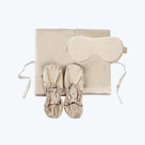 Silk Travel Essential Set 3 PCS  Pure Silk Storage Bag Slippers And Eyemask
