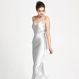 Silvergray Elegant Long Luxury Silk Slip Nightgown - slipintosoft