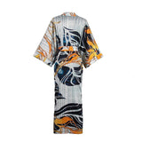 100% Long Silk Kimono Robe Artistic Nightwear for Ladies Women -  slipintosoft