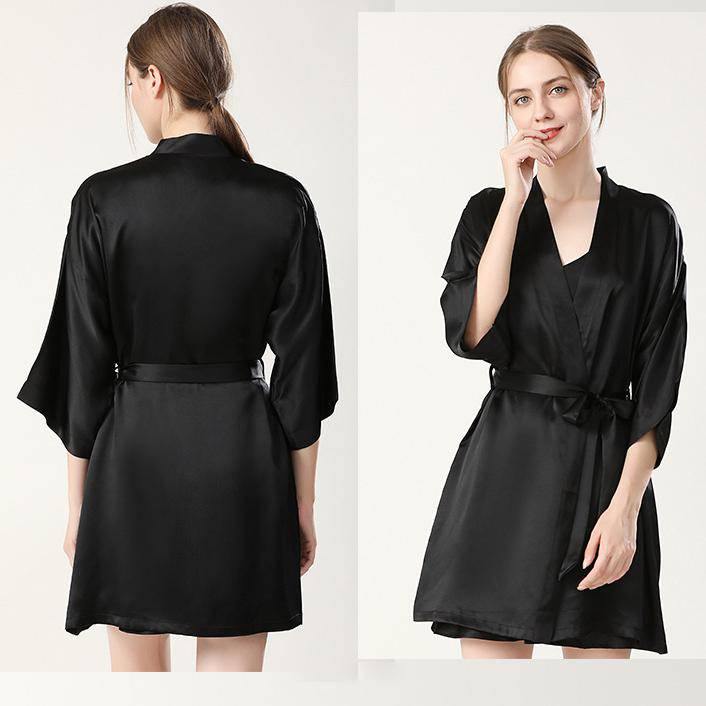 Classic Short Silk Nightgown and Robe Set Silk Sleepwear for Women
