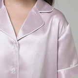 19 Momme Girls' Silk Pajamas Set with Trimming Kids Cute Silk Night Wear Shorts set -  slipintosoft