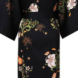 Long Silk Kimono black silk robe Blossom Prints silk robes for women floral silk robe silk gown