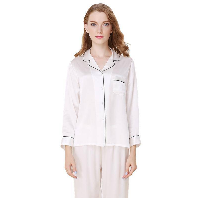 spencer?&?whitney Silk Pajamas Comfy Two Piece Set Long Sleeve 22?Momme  Real Mulberry Silk Satin Sleepwear Button-Down Pj Set : :  Clothing