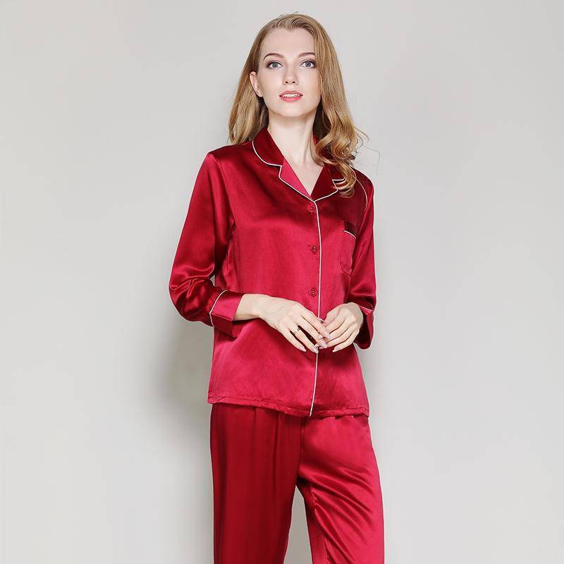 Silksilky Mulberry Matching Silk Pjs Red His and Hers Silk Pajamas