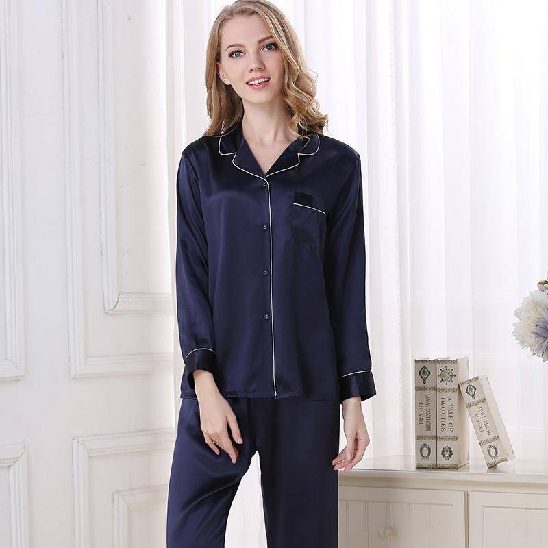 Women's Capri-pants Silk Pajamas Set Long Sleeve Real Mulberry Comfy S –  DIANASILK