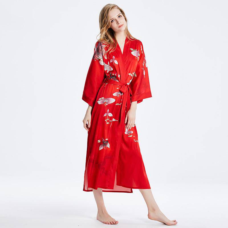 Simply Silk Robe Long Sleeves 100 Silk Sleepwear