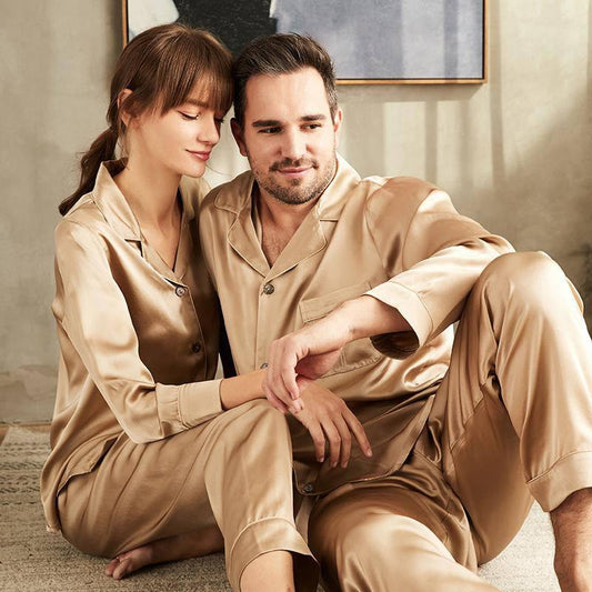 Long Silk Matching Pajamas silk pajama set Silk Couple Pajamas silk pajamas washable silk pajamas