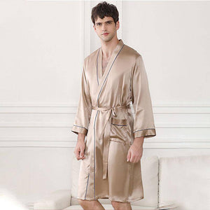 Mens Silk Robe,Mulberry Silk Dressing Gown For Men