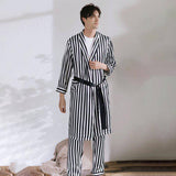 Long Stripe Silk Robe For Men(only robe) -  slipintosoft