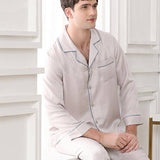 Classic Long Sleeved Silk Pajamas Set For Men Luxury Mulberry Pure Silk Sleepwear