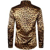 Men's Silk Dress Shirt Luxury Leopard Printed Long Sleeve Silk Shirts -  slipintosoft