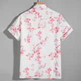Men's Silk T Shirt Floral Print Shirt Flower Silk Short Dress Shirt -  slipintosoft