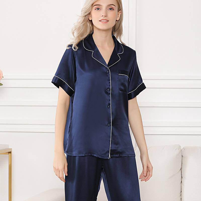 Silk Couple Pajamas Sets Luxurious Silk Matching Pajamas Home Wear for Men  and Women
