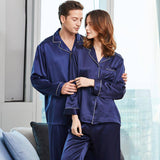 Long Couple Silk Pajamas Sets Silk Matching Pajamas for Women and Men -  slipintosoft