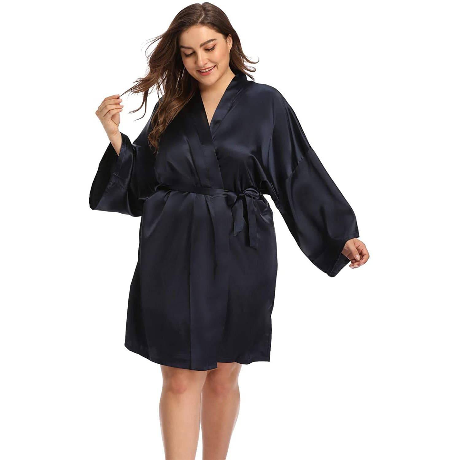 Plus Size Silk Robes For Women With Belt 100% Mulberry Silk Bathrobes