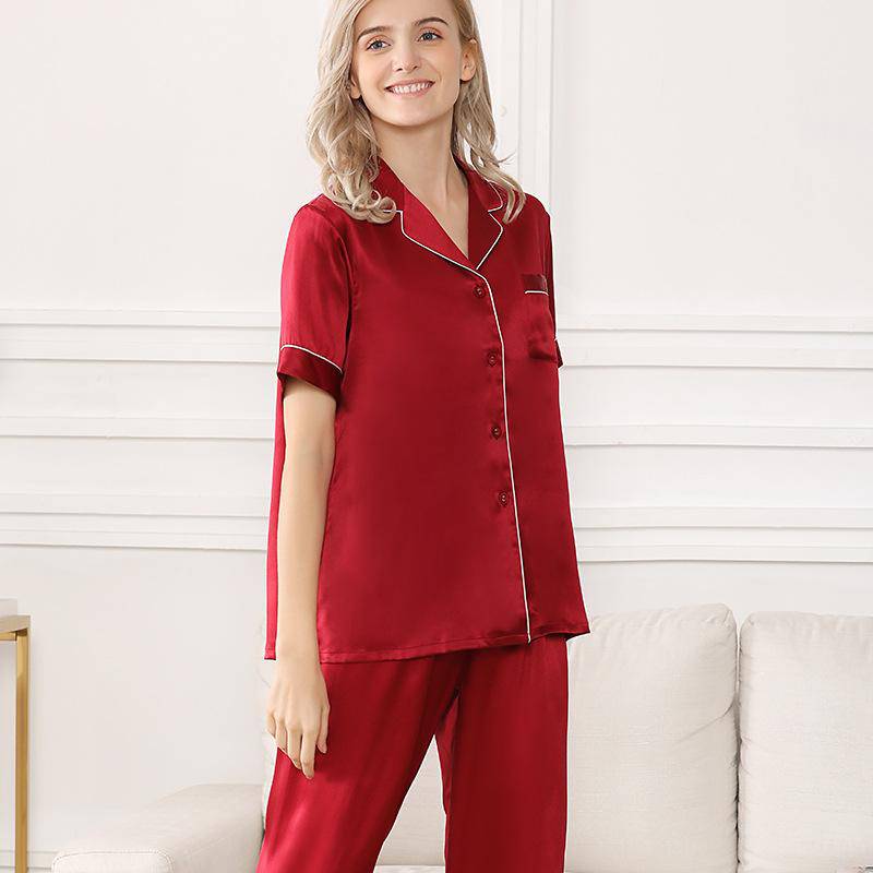 Short Silk Couple Pajamas Sets Silk Matching Pajamas for Women and Men