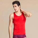 Silk Men's Undershirts Male Sleeveless Silk Tank Top for Men Silk Knitted Shirt