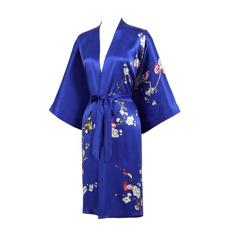 gårdsplads Udøve sport I mængde Short Silk Kimono Robe Women's Cherry Blossom Silk Dressing Gown For W