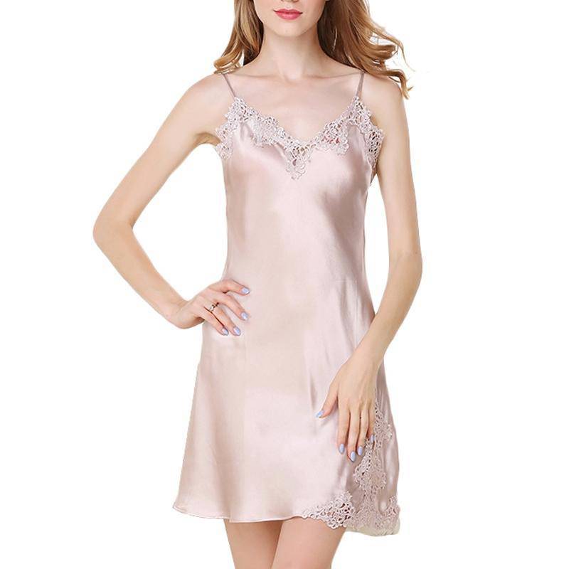Women's Silk Nightgown With Lace Ladies V Neck Thin Slip, 57% OFF