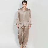 Long Silk Pajamas For Men 2 Piece Set Real 100% Real Mulberry Silk PJS