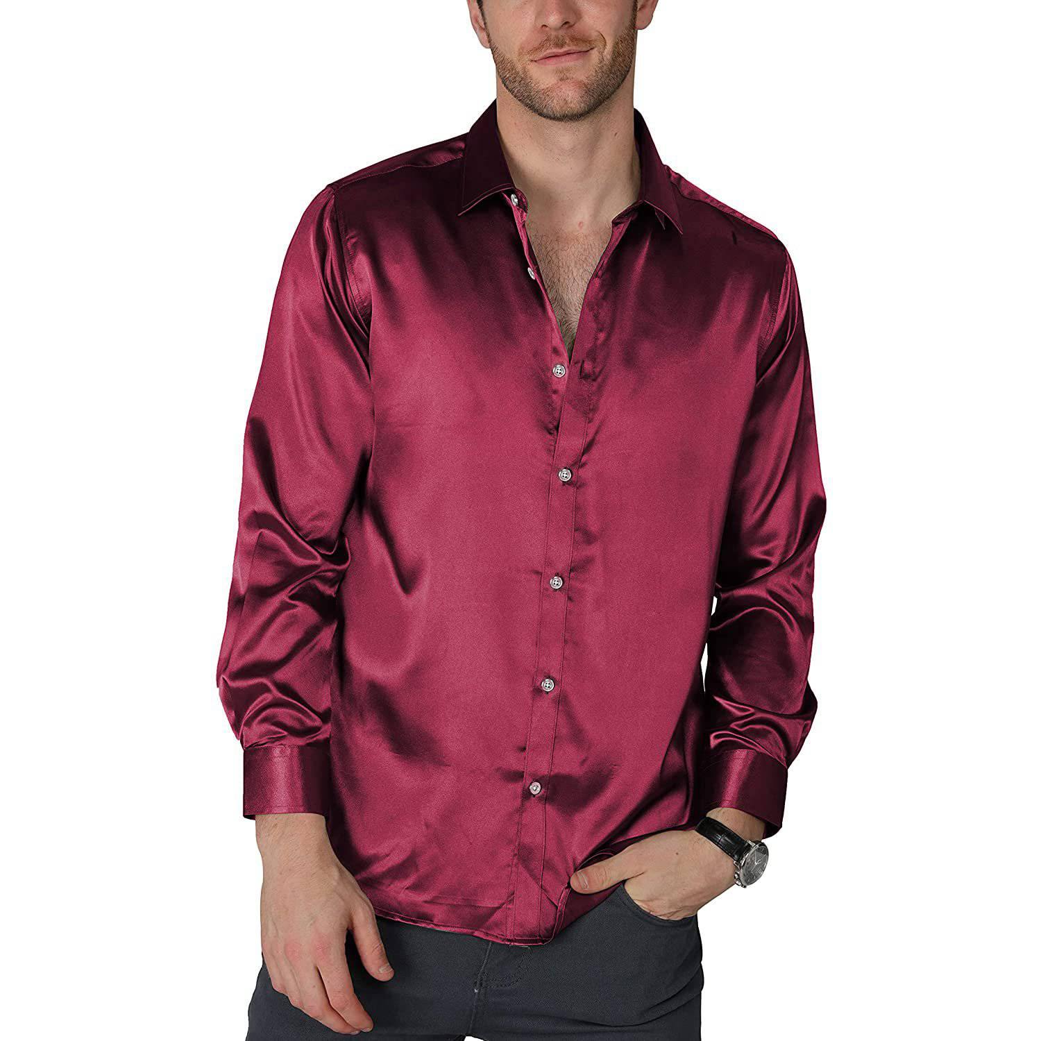 Men's Regular Fit Dress Shirts Summer Short Sleeve Mulberry Silk