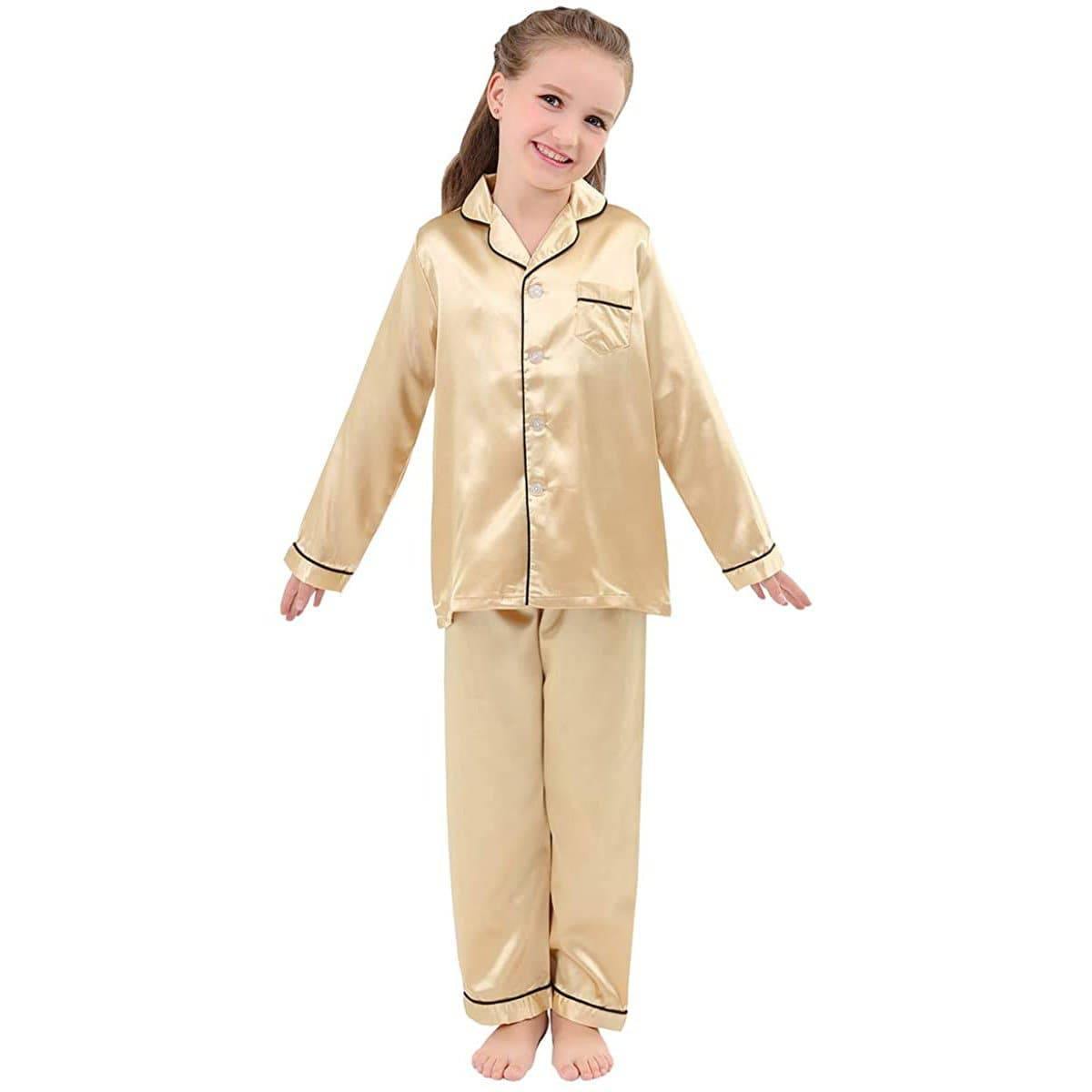 Full Sleeve Silk Pajamas for Girls Children Sleepwear Pijamas Girls Teenage  Boys Satin Pajama Sets Night
