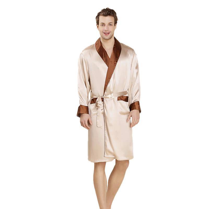 Men's Luxury Soft Silk Bathrobe 3D Print Loose Fit Long Robe
