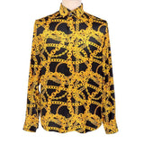 Men's Silk Shirt Luxury silk Dress Shirt Gold Chain Printed Long Sleeve Silk Shirts -  slipintosoft