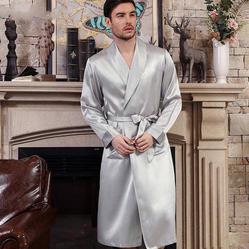 Long Men's luxury Silk Robes Mens Silk Dressing Gowns -  slipintosoft