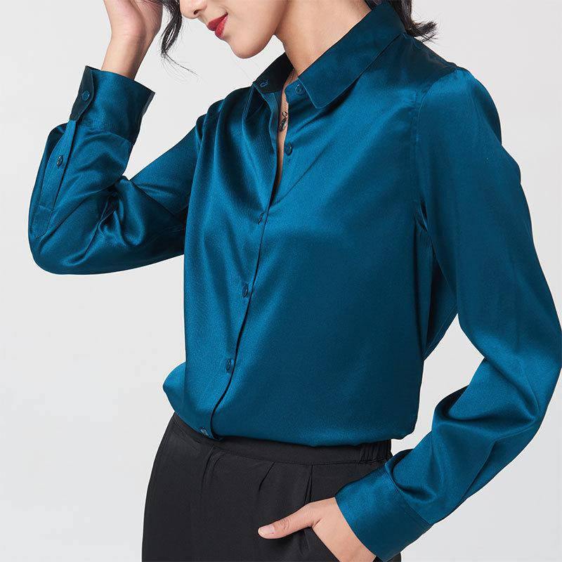 Hjælp Skubbe paperback Silk Blouse for Women - Long Sleeves Cool Smooth Tops