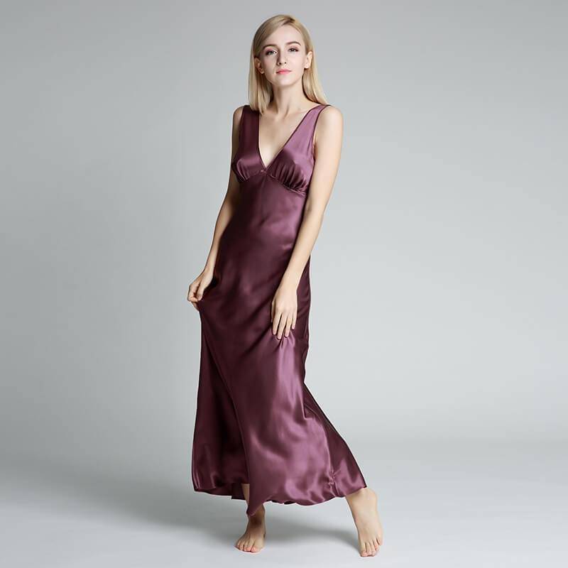 Long Silk Nightgown Women Satin Chemise Nightie Maxi Slip Dress