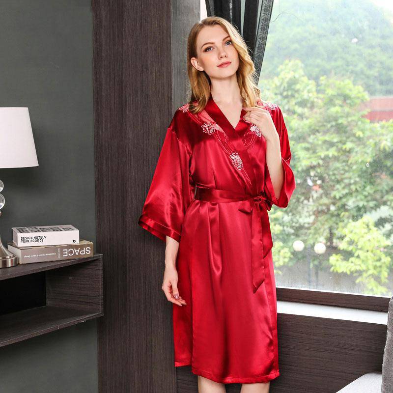 22 Momme Long Mulberry Full Length Silk Nightgown and Robe Set -  slipintosoft