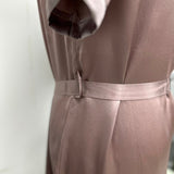 Soft Plum V-neck Short Sleeve Silk Lace Nightdress with Belt - slipintosoft