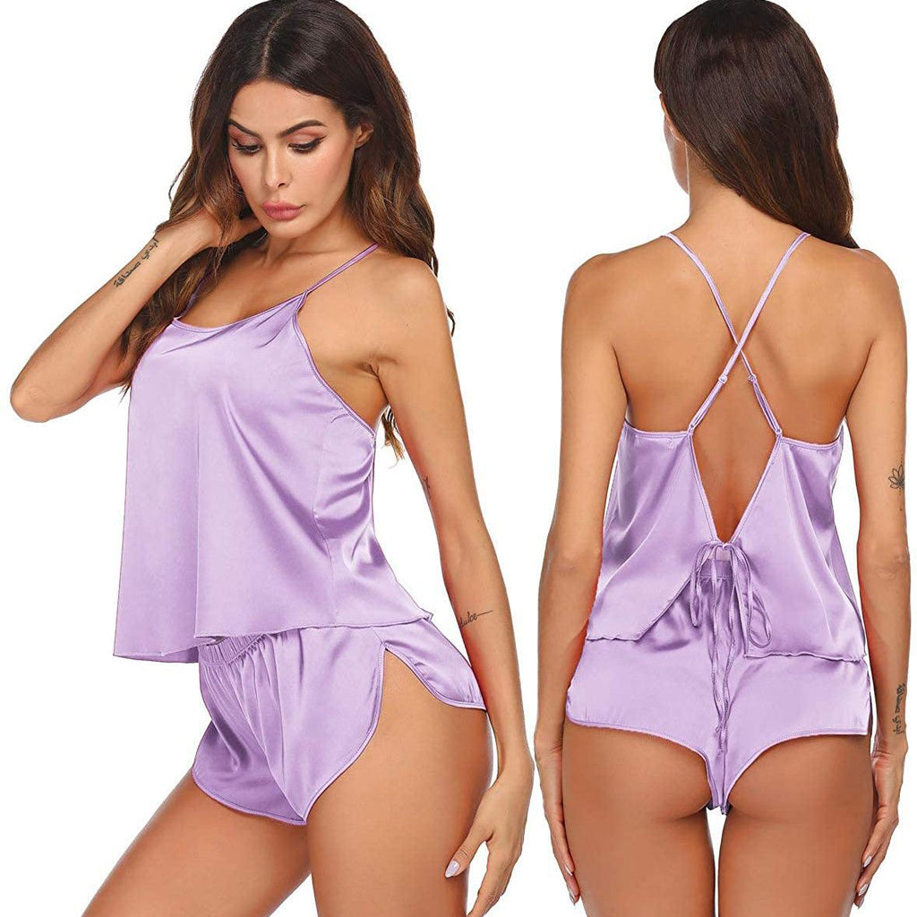 Summer Sexy Silk Camisole Set For Women Cool Silk Cami Set 100% Pure Silk Shorts Sleepwear - slipintosoft